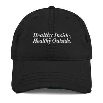 Distressed Dad Hat Healthy Inside, Healthy Outside.