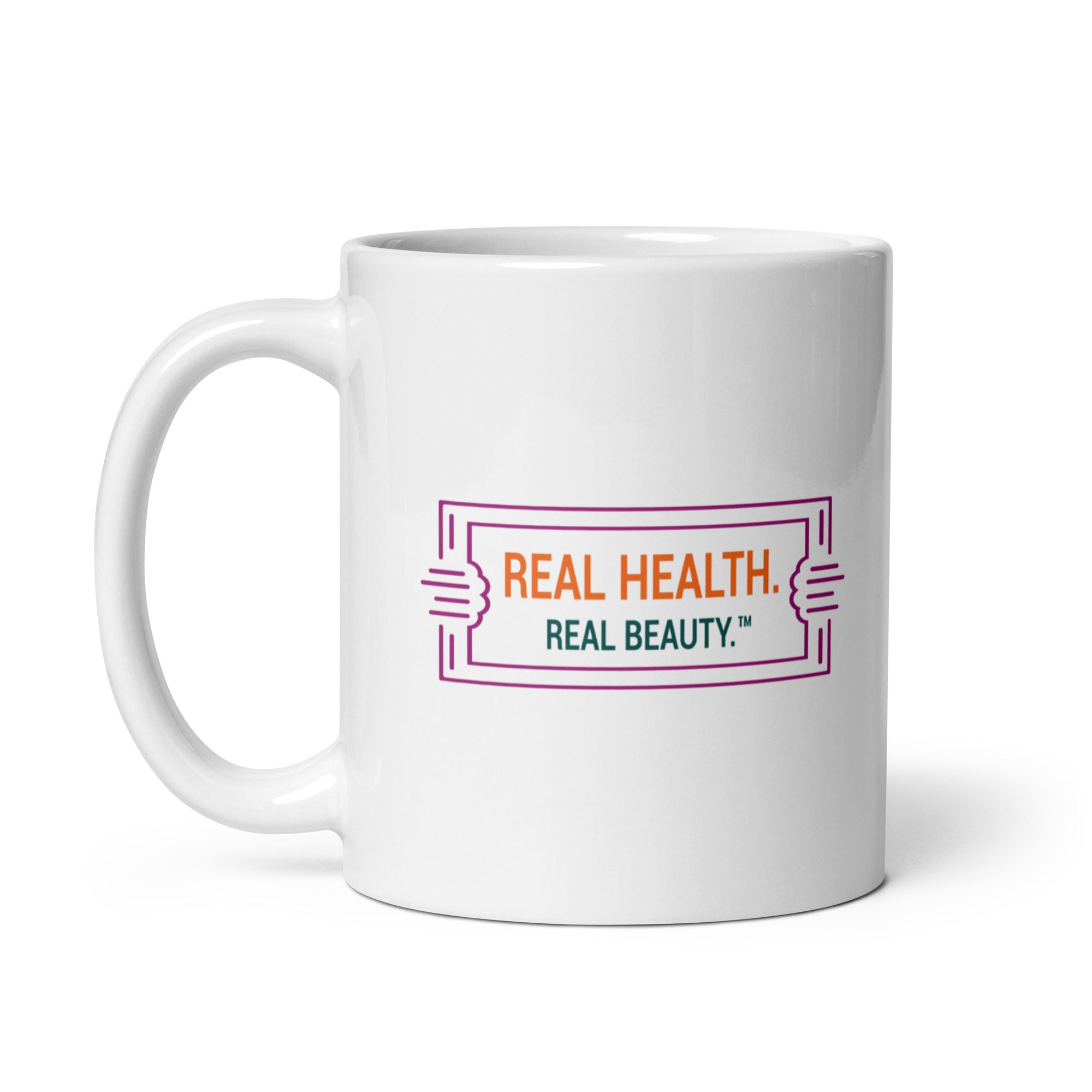 Real Health. Real Beauty. White glossy mug 2