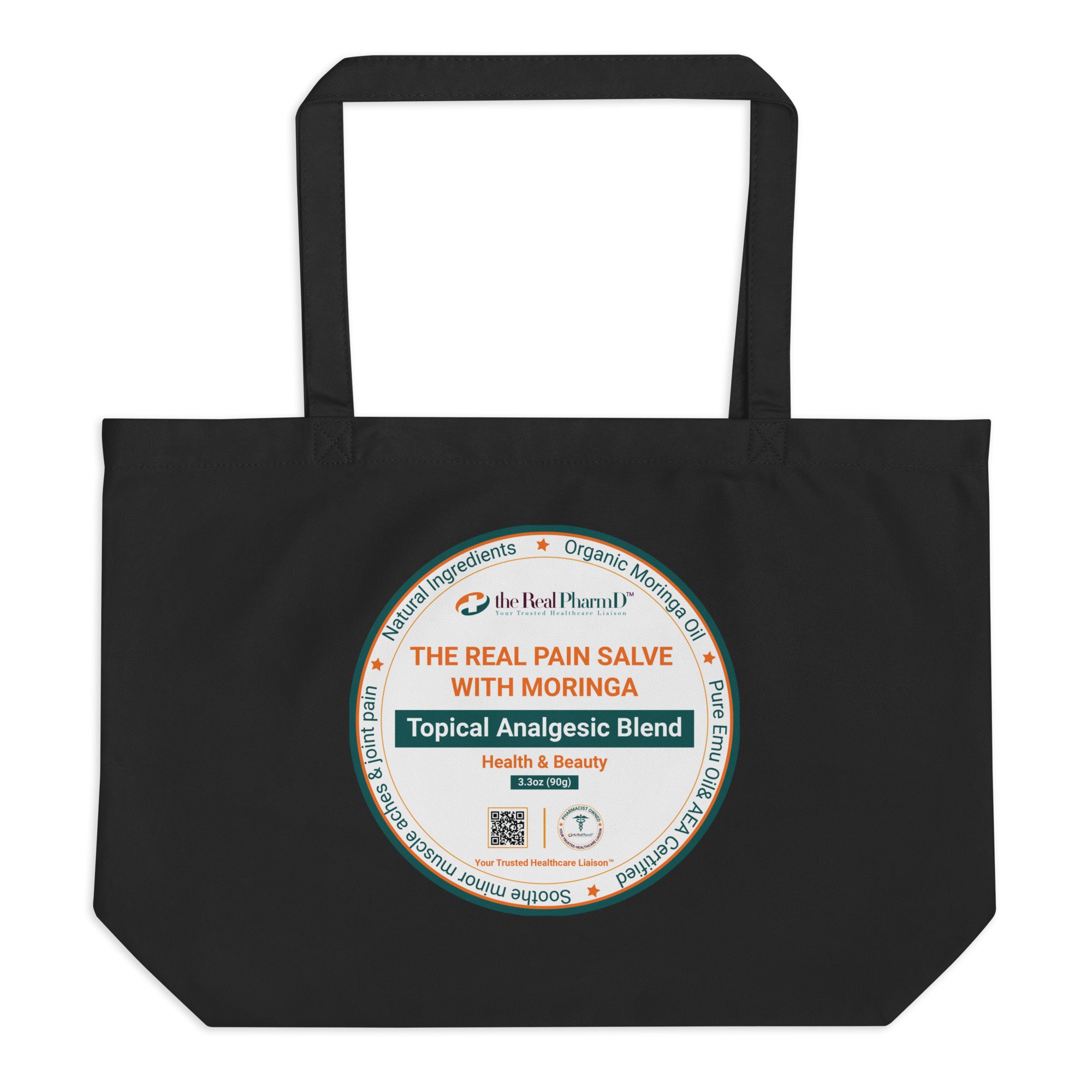 Large organic 'Moringa' tote bag (Black)